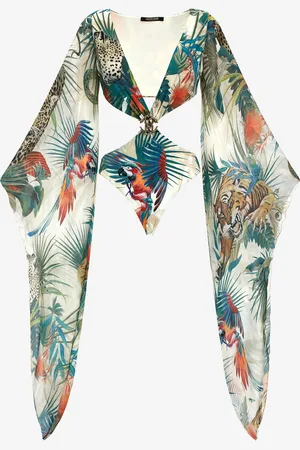 Roberto Cavalli Bañador Entero Estampado Jungle Mangas Seda
