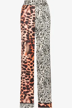 Roberto Cavalli Pantalón De Mezcla De Seda Con Estampado Murena