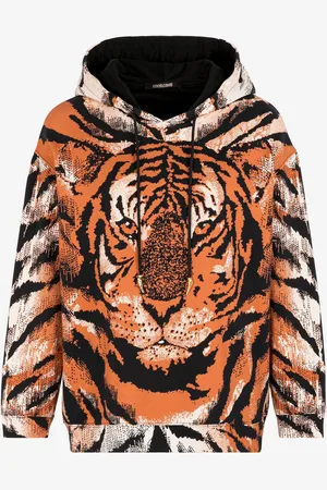Roberto Cavalli Sudadera de algodón con capucha y estampado Tiger