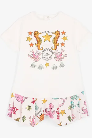 Roberto Cavalli Vestido de manga corta con estampado acuático