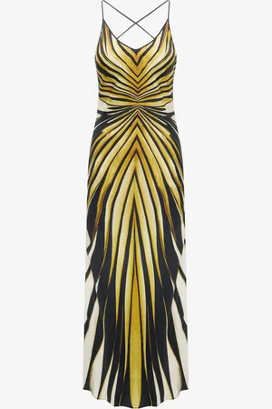 Roberto Cavalli Vestido Largo De Seda Estampado Ray Of Gold