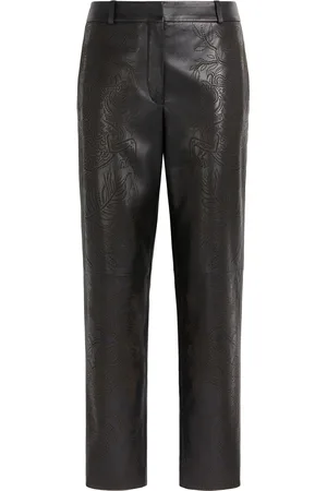 Roberto Cavalli Floral-pattern cropped leather trousers