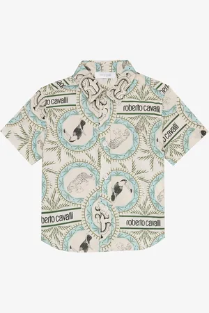 Roberto Cavalli Camisa Estampado Animales, Monograma RC E Inscripción