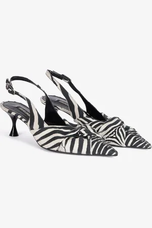 Roberto Cavalli Zapatos Destalonados Estampado Cebra Con Detalle Anudado