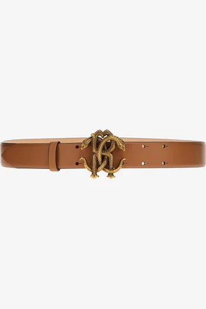 Roberto Cavalli Leather belt with Monogram Mirror Snake