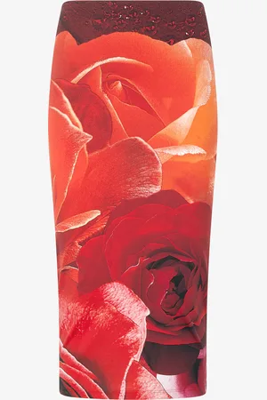Roberto Cavalli Falda De Tubo Con Estampado De Rosas