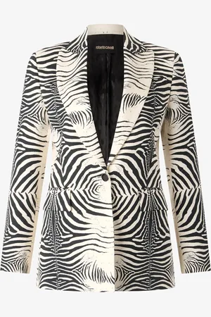 Roberto Cavalli Blazer Con Estampado White Tigresse