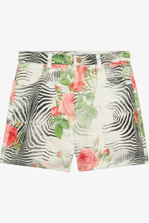Roberto Cavalli Shorts Estampado White Tigresse Y Rosas