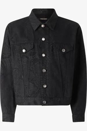 Roberto Cavalli Chaqueta De Denim Con Estampado De Pitón