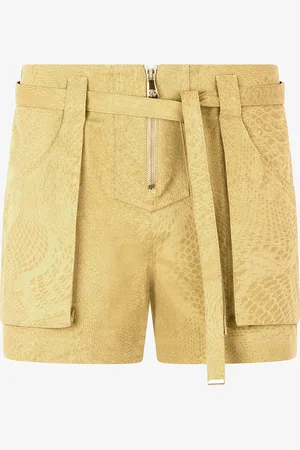 Roberto Cavalli Pantalón Corto Con Cinturón Y Estampado Pitón
