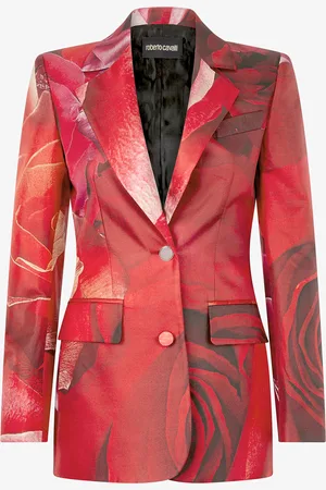 Roberto Cavalli Blazer Con Estampado De Rosas