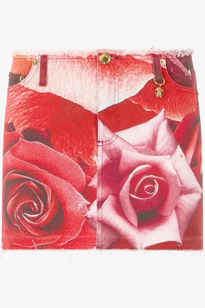 Roberto Cavalli Minifalda Con Estampado De Rosas Y Abalorio