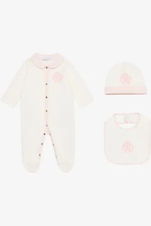 Roberto Cavalli Conjunto De Gorrito, Babero Y Pelele Monograma RC