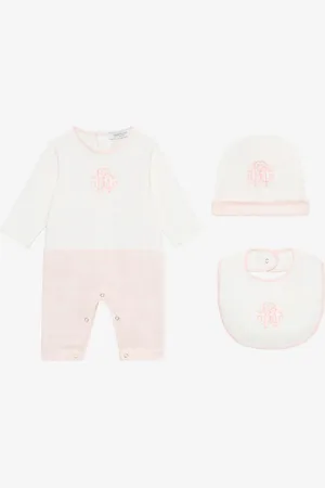 Roberto Cavalli Conjunto De Gorrito, Babero Y Pelele Monograma RC Y Logotipo