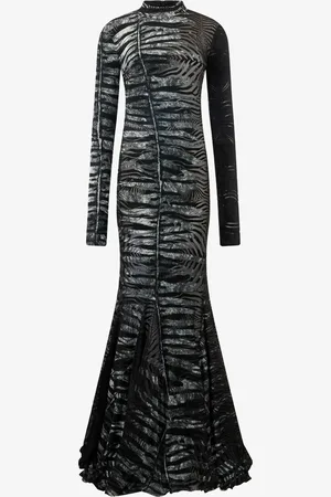 Roberto Cavalli Vestido Largo Transparente Con Motivo Zebra