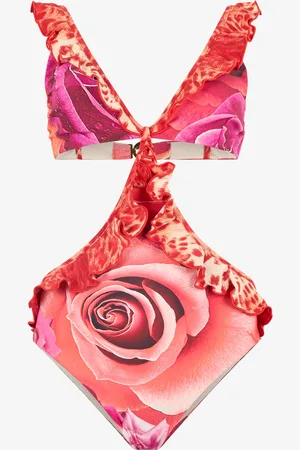 Roberto Cavalli Trikini Garden Rose Y Cheetah Skin