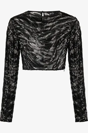 Roberto Cavalli Top Corto Con Motivo Zebra De Pedrería