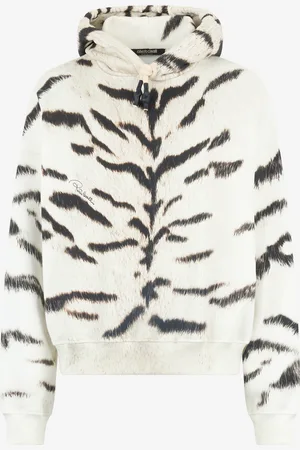Roberto Cavalli Sudadera para mujer con estampado de Tigresa Blanca OGAT X