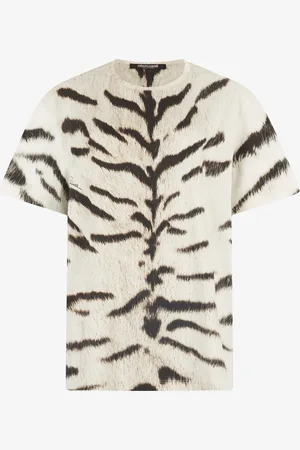 Roberto Cavalli Camiseta oversize para mujer con estampado de Tigresa Blanca OGAT X