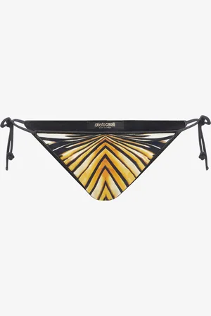 Roberto Cavalli Ray Of Gold Print Bikini Bottom with tie side