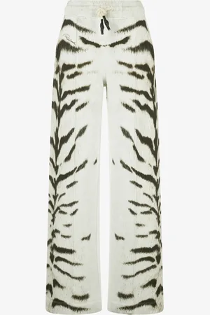 Roberto Cavalli Pantalón deportivo para mujer con estampado de Tigresa Blanca OGAT X