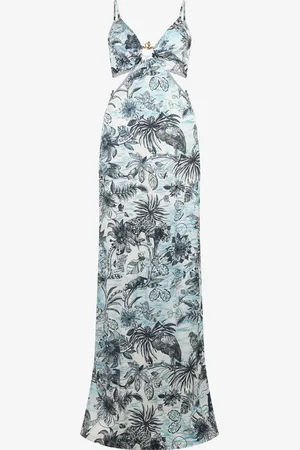 Roberto Cavalli Vestido Largo Con Estampado Jungle