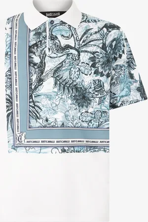 Roberto Cavalli Polo Con Estampado Jungle E Inscripción