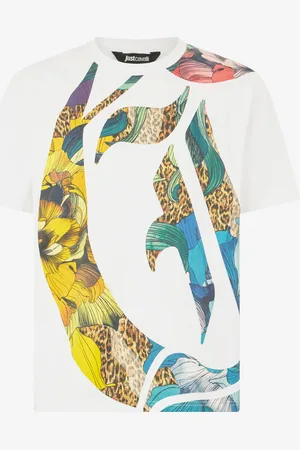 Roberto Cavalli Camiseta Con Monograma JC Estampado De Flores Y Jaguar Skin