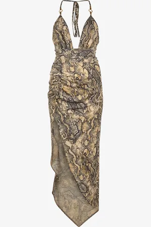 Roberto Cavalli Vestido Asimétrico Con Estampado Python