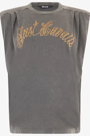 Roberto Cavalli Top De Algodón Con Logotipo Frontal