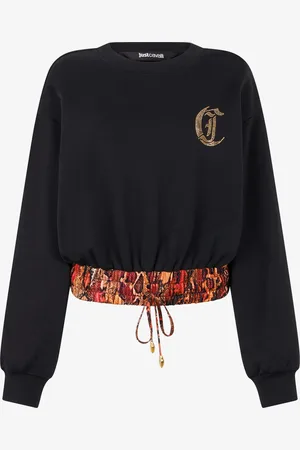 Roberto Cavalli Sudadera De Algodón Con Banda Python