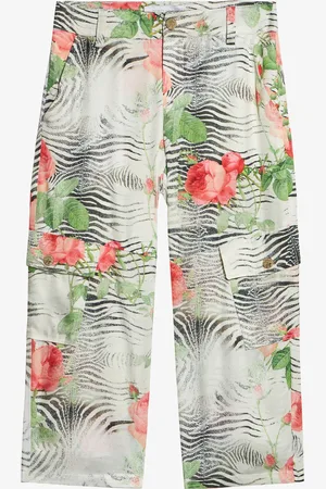 Roberto Cavalli Pantalones Con Estampado Mini Zebra Y Rosas