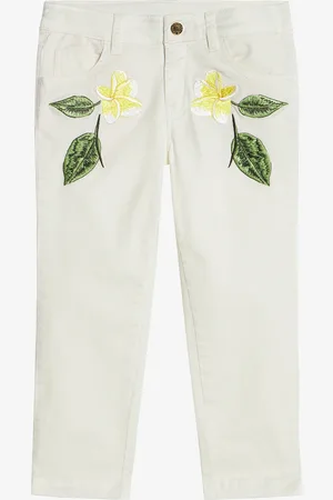 Roberto Cavalli Pantalones Con Flores Bordadas