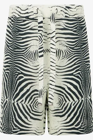 Roberto Cavalli Bermudas De Lino Con Estampado Mini Zebra