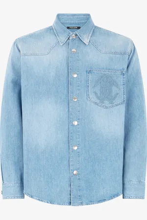 Roberto Cavalli Camisa De Denim Con Monograma Mirror Snake