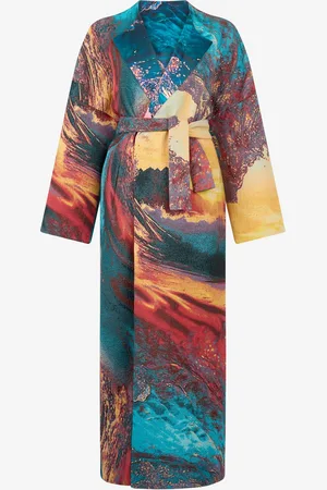 Roberto Cavalli Abrigo con estampado Itaca con cinturón