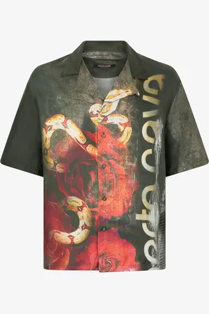 Roberto Cavalli Silk Shirt With Roses And Snakes Print