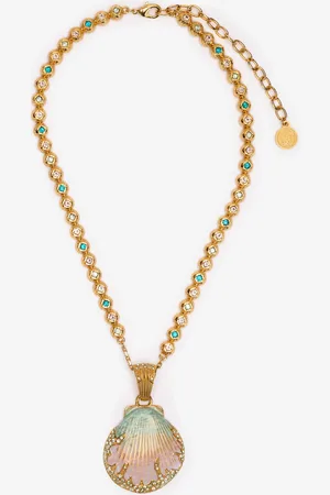 Roberto Cavalli Collar Con Colgante De Concha Y Cristales