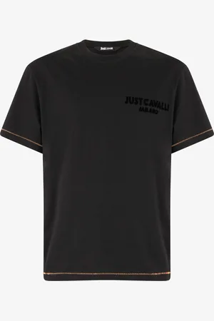 Roberto Cavalli Camiseta Con Monograma JC Y Costuras En Contraste