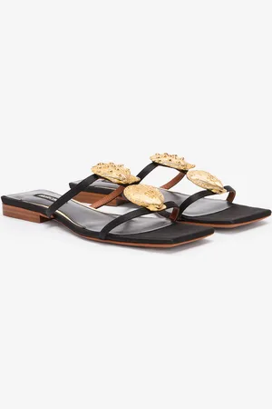 Roberto Cavalli Sandalias Planas Con Conchas Doradas
