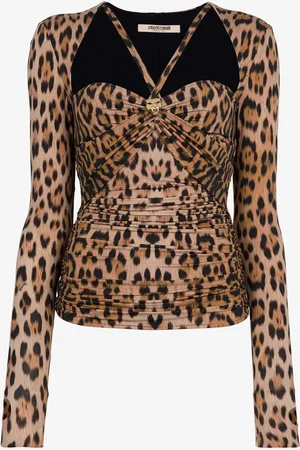 Roberto Cavalli Jaguar print long-sleeve top