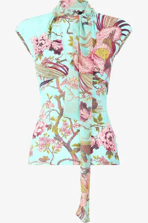 Roberto Cavalli Floral & Pheasant Print Top