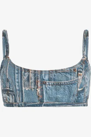 Roberto Cavalli Bralette en denim de la Colección Cápsula Patchwork