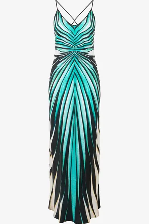 Roberto Cavalli Vestido Maxi De Seda Con Estampado Ray Of Sea