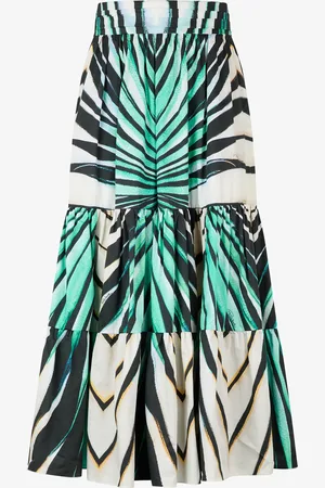 Roberto Cavalli Falda Midi De Algodón Estampado Ray Of Sea