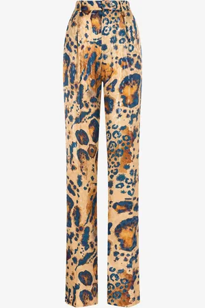 Roberto Cavalli Animal-print straight-leg trousers