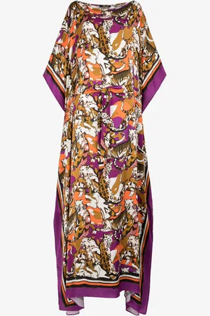 Roberto Cavalli Vestido caftán con estampado Wild Cat
