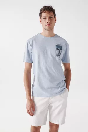 Salsa Hombre Camisetas - Camiseta azul con estampado