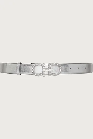 Salvatore Ferragamo Cinturón ajustable Gancini Plata