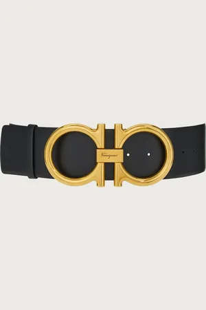 Salvatore Ferragamo Cinturón tiro alto Gancini Negro